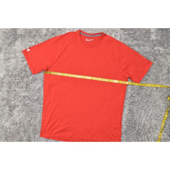 Under Armour Red Cotton Blend T-Shirt Men's 2XL Loose Crew Neck Solid - Picture 2 of 7